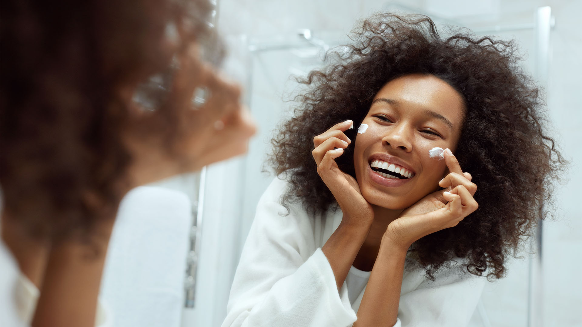 Woman taking care of her skin