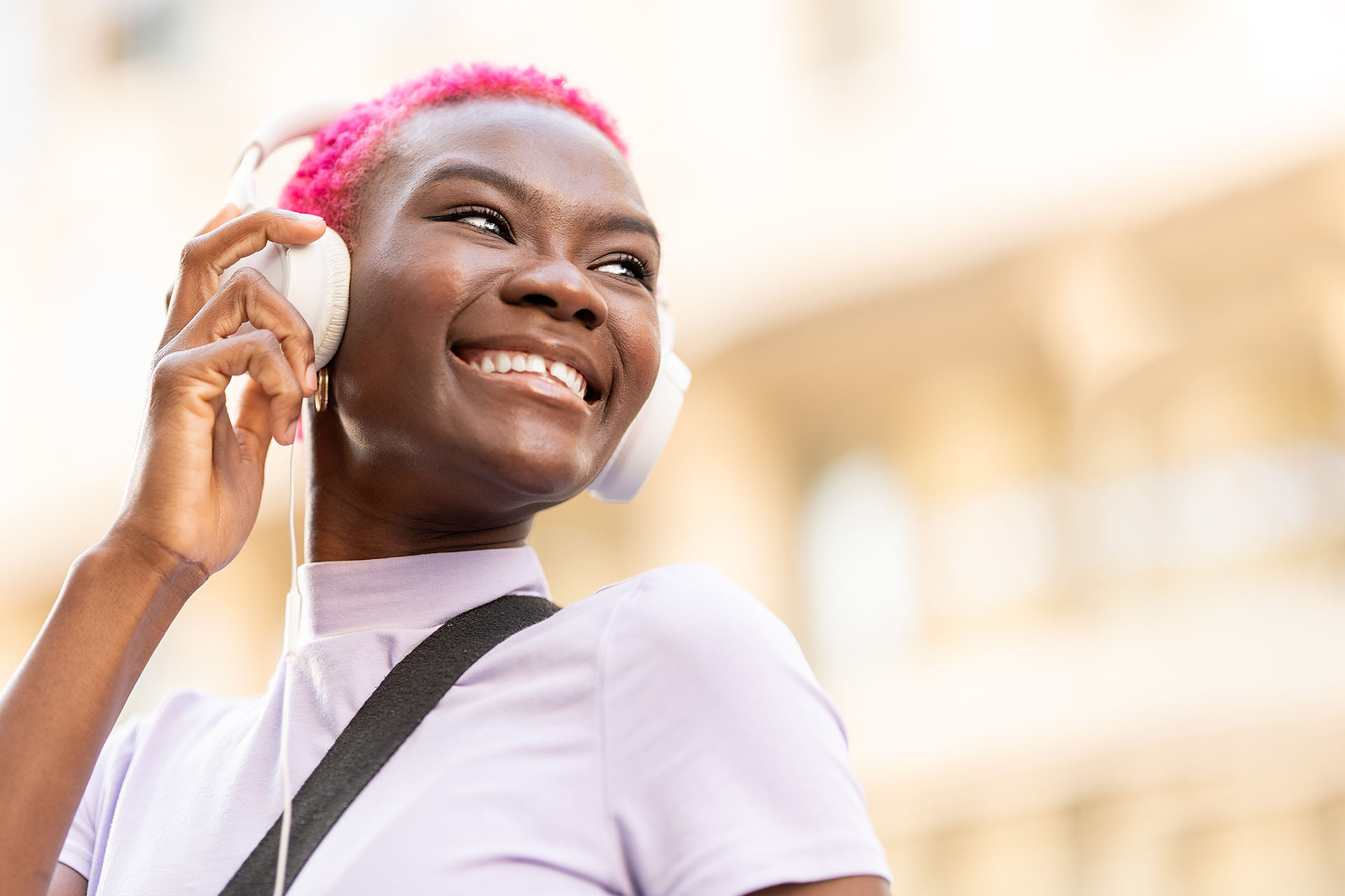 Woman with a headset